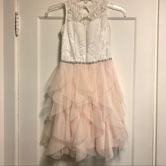 Embroidered Mesh Cascade Dress - Picture 4 of 8